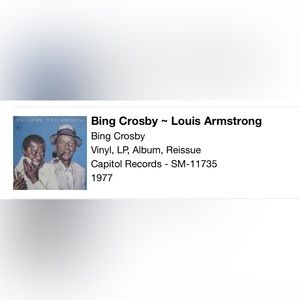 *BUY 2 GET 1 FREE LP* Bing Crosby & Louis Armstrong Vinyl Record